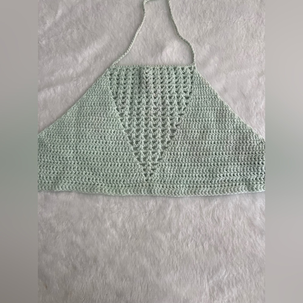 Forever 21 Light Green Crochet Crop Top